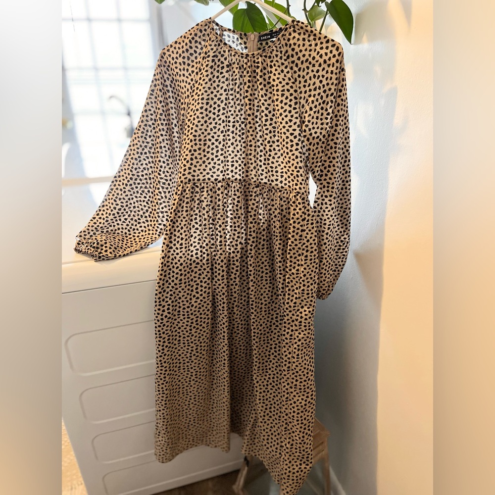 Tan and Black Cheetah Shein Maxi Dress